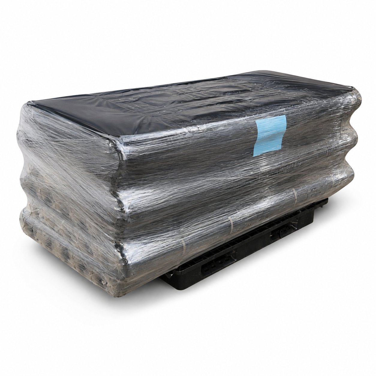 Pallet of Decon Safe 200 micron builders film rolls shrink wrapped for bulk delivery