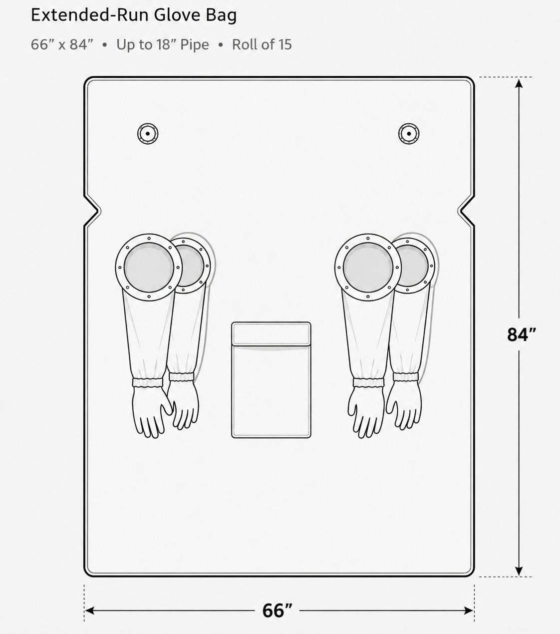 Glove Bags System 66”x84” - up to 14” to 18” pipe - roll of 15 bags