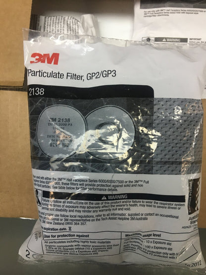 3M™ 2138 Filter Disc Particulate GP2/GP3 - Pair