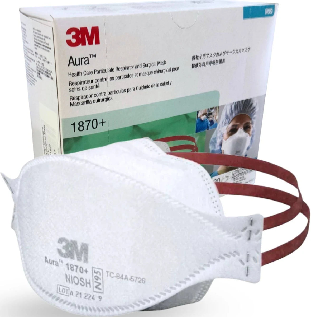 3M 1870+ Aura N95 P2 Flat Fold Respirator Surgical Mask