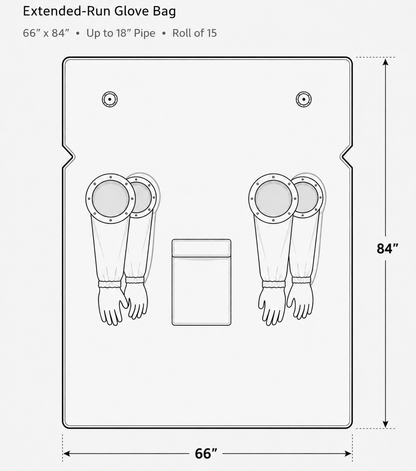 Glove Bags System 66”x84” - up to 14” to 18” pipe - roll of 15 bags