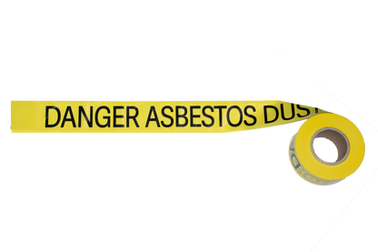 "DANGER ASBESTOS DUST HAZARD" Barricade Tape 75mm x 300m - Yellow