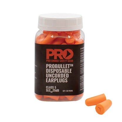 Probullet Disposable Uncorded Earplugs 50 Pack