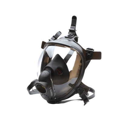Zenith1 full-face respirator mask with clear visor and adjustable head harness.
