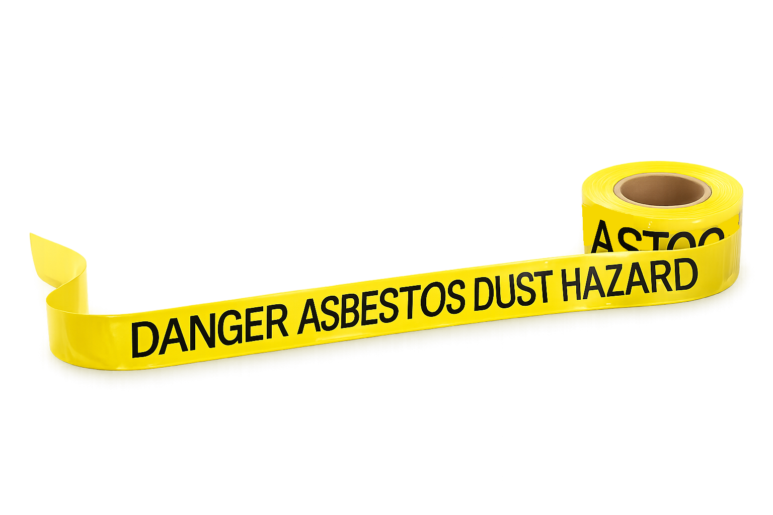 Yellow Danger Asbestos Dust Hazard barricade tape, 75mm x 300m for asbestos exclusion zones