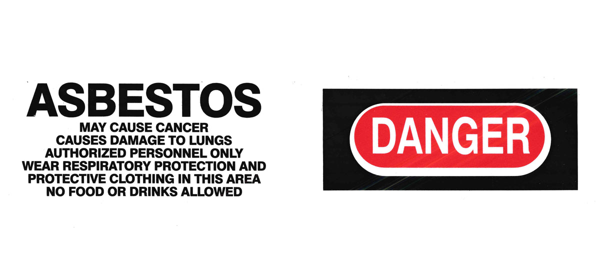 Close-up of red and black Danger Asbestos warning tape for asbestos work area identification