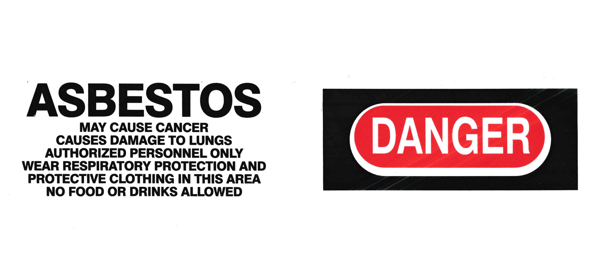 Close-up of red and black Danger Asbestos warning tape for asbestos work area identification