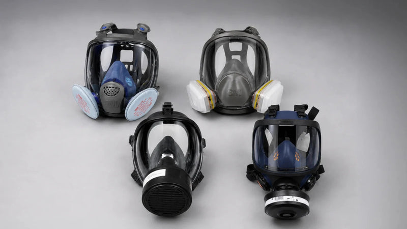 Full face respirators from 3M and Sundstrom used for quantitative respirator fit testing at DeconSafe Solutions, Auburn NSW, Australia.