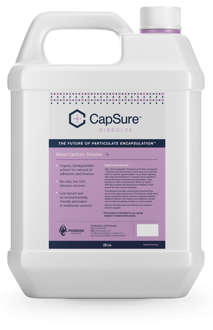 25L bottle of CapSure Dissolve organic biodegradable solvent and bitumen remover by Phoenix Brands.