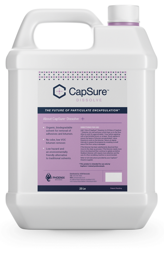25L bottle of CapSure Dissolve organic biodegradable solvent and bitumen remover by Phoenix Brands.